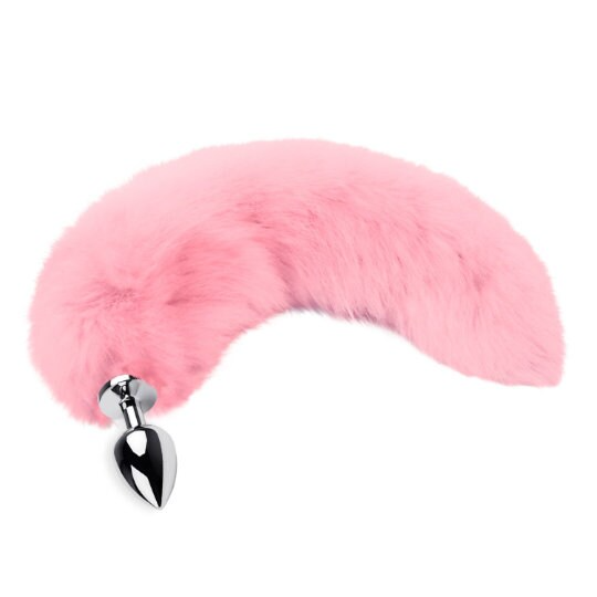Butt metal and silicone anal plug Pink tail