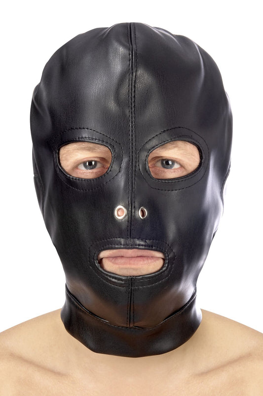 Open mouth and eyes leather bondage bdsm hood