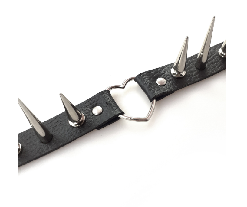bdsm leather gothic spiked collar choker