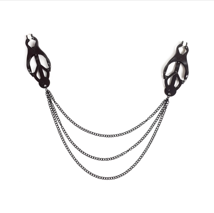 bdsm nipple clamps black clover with chains