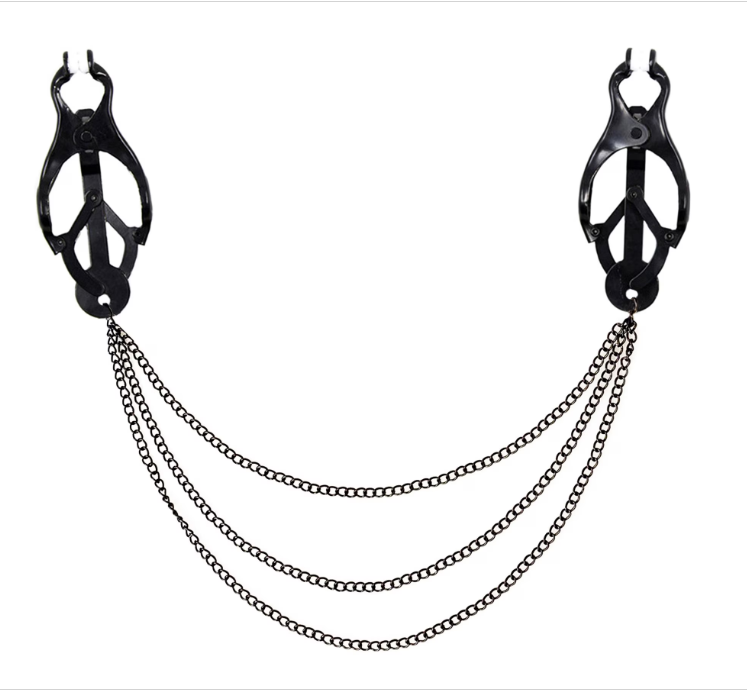 bdsm nipple clamps black clover with chains