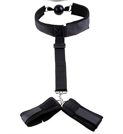 bdsm bondage set gag and handcuffs