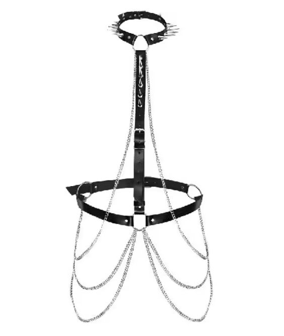 Leather harness with chains