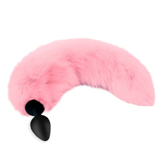 Butt metal and silicone anal plug Pink tail