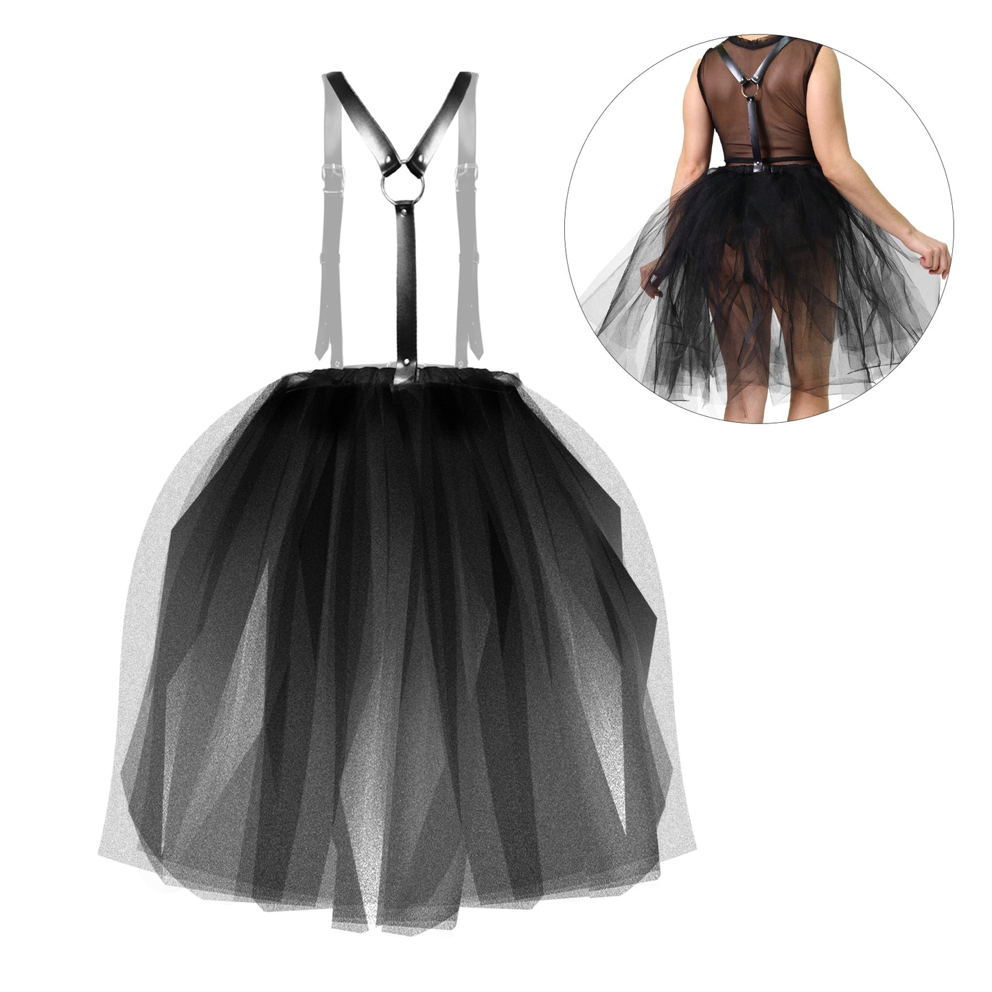 Black Tulle Skirt with Straps – Bold & Seductive size XS-M
