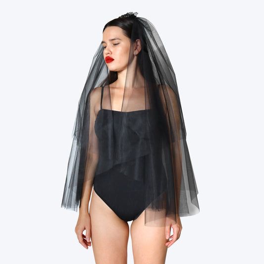 Black Halloween Veil – Gothic Bride, Witch or Ghost Costume Accessor