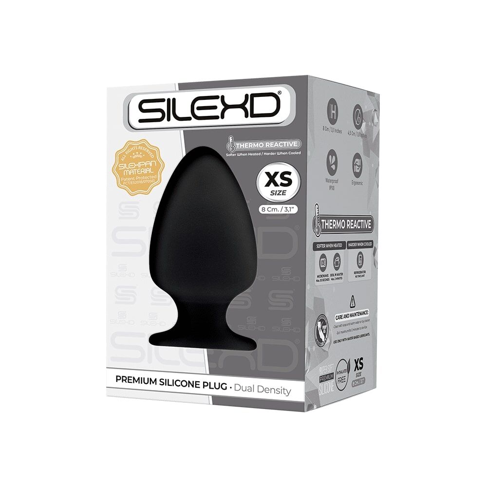 SilexD Anal Plug (Model 1 Size XS), Dual-Layer Silicone + Silexpan, Diameter 4.5 cm