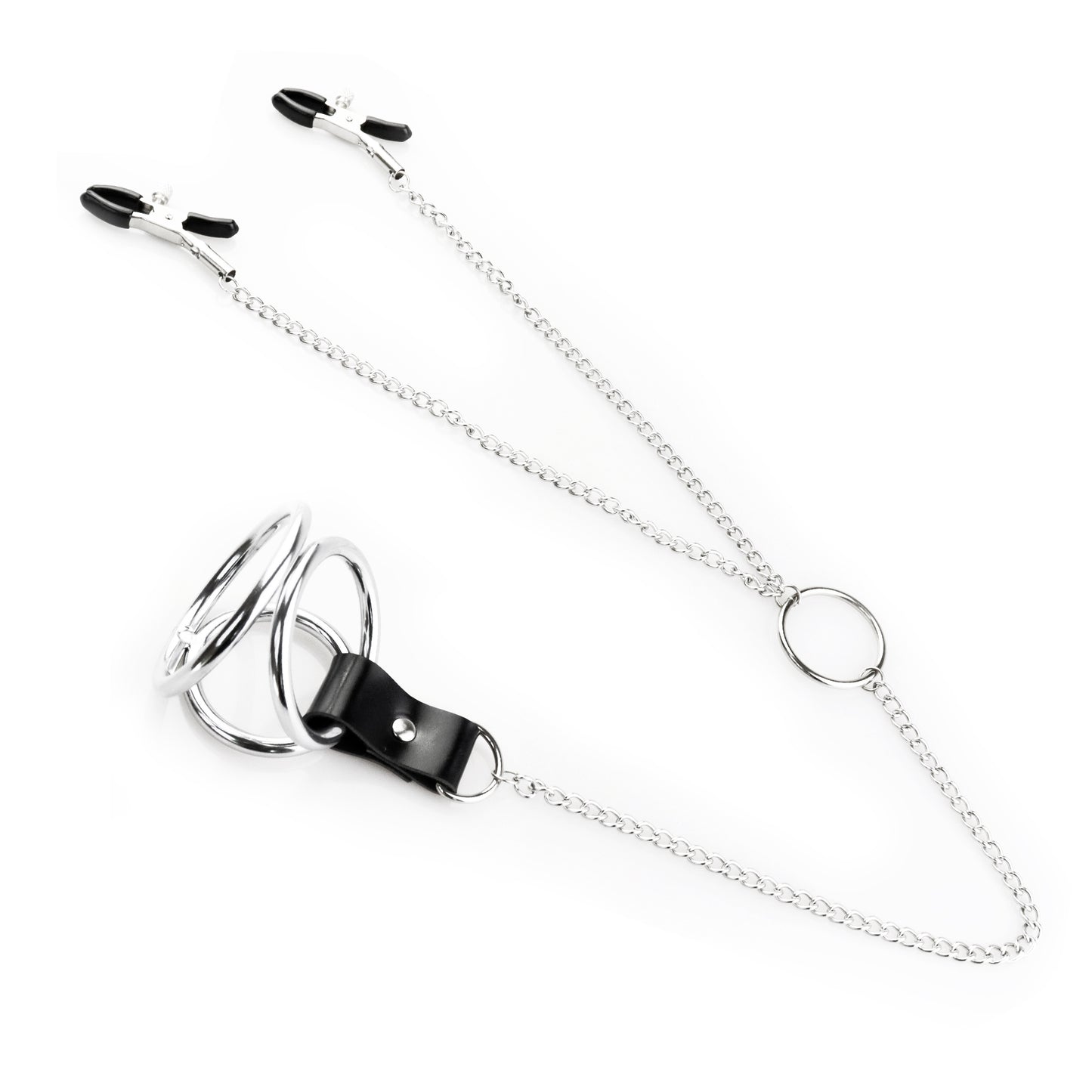 Nipple Clamps with Erotic Chain & Multi-Use Metal Rings – Intense & Seductive