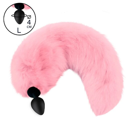 Butt metal and silicone anal plug Pink tail