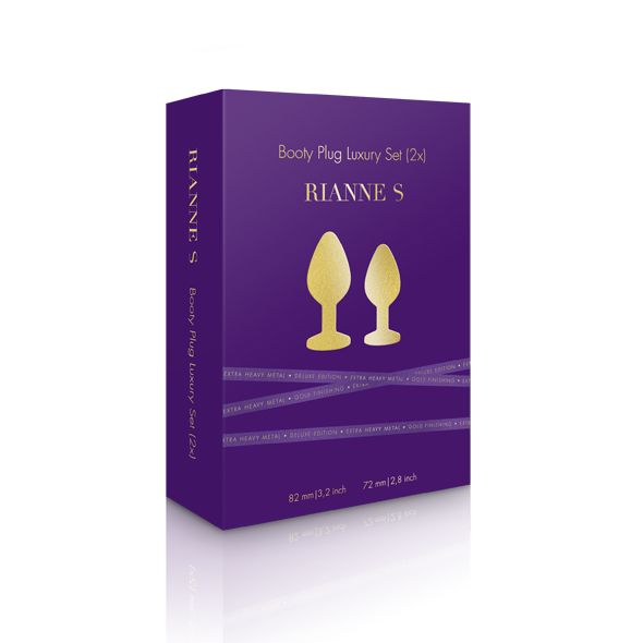 RIANNE S Booty Plug Luxury Set – Metal Anal Plug Set with Crystal, diameters 3 cm and 3.5 cm