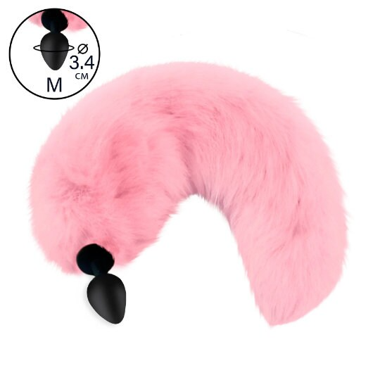 Butt metal and silicone anal plug Pink tail