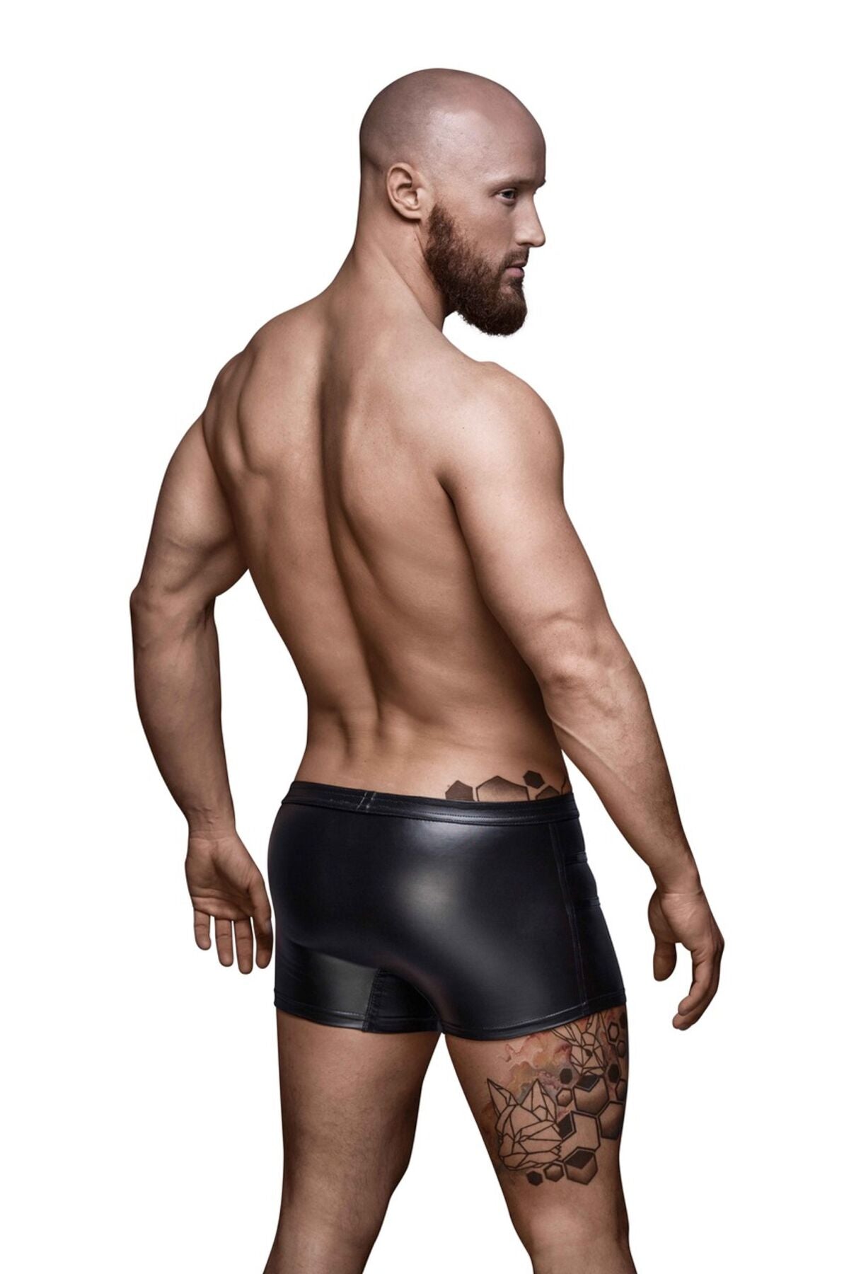 Noir Handmade H006 Men Shorts – Wet-Look Allure for Bold Play Size XXL