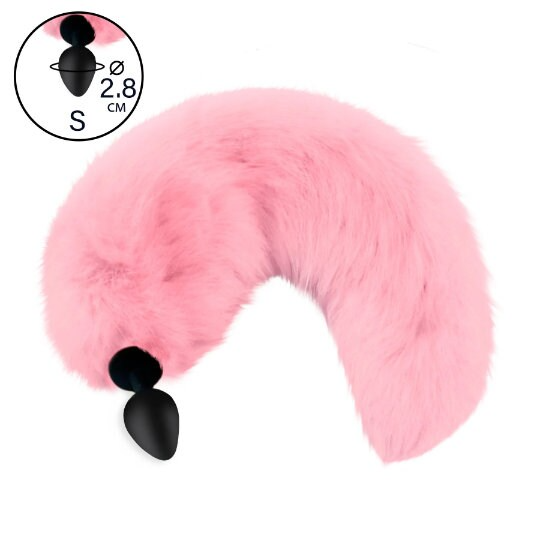 Butt metal and silicone anal plug Pink tail