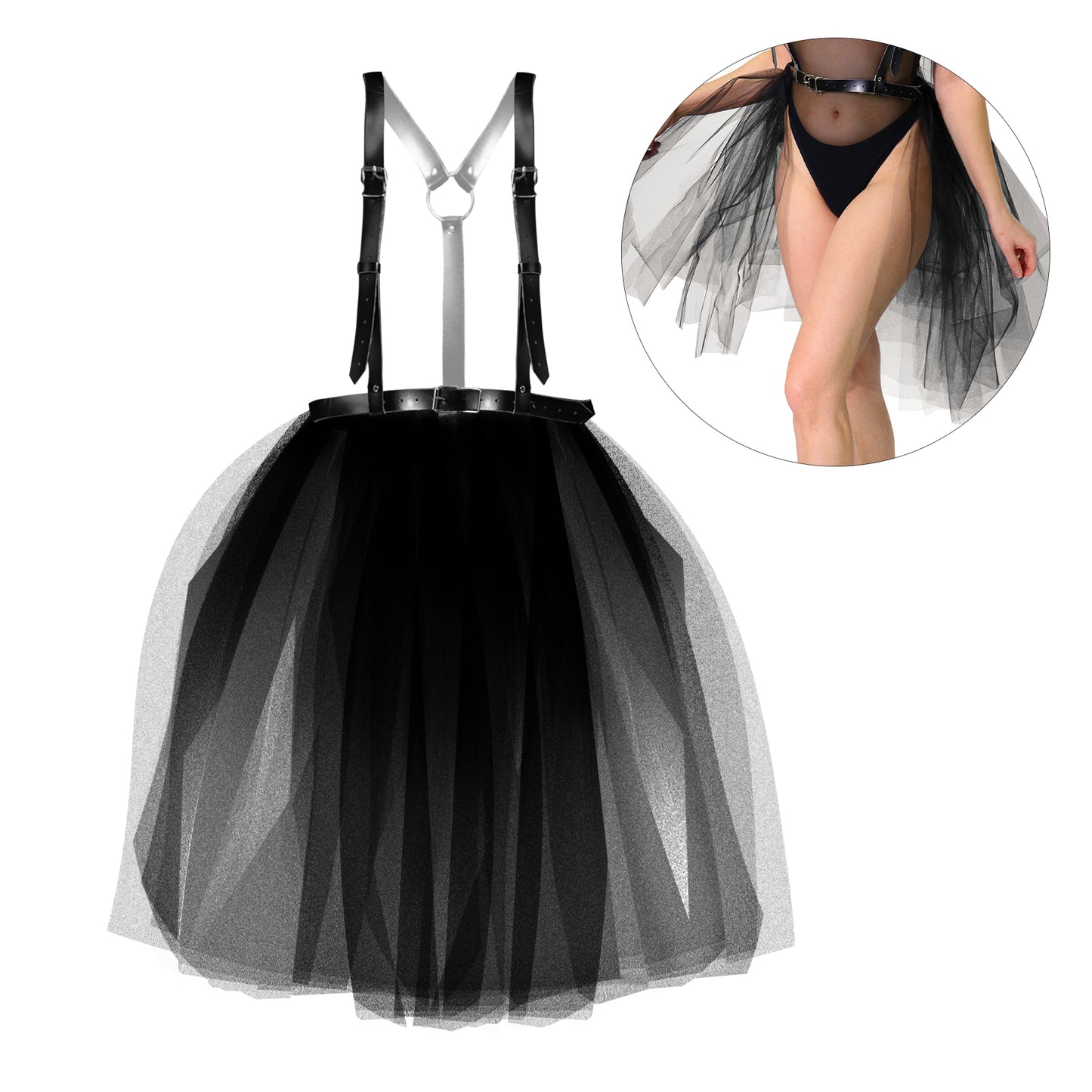 Black Tulle Skirt with Straps – Bold & Seductive size XS-M