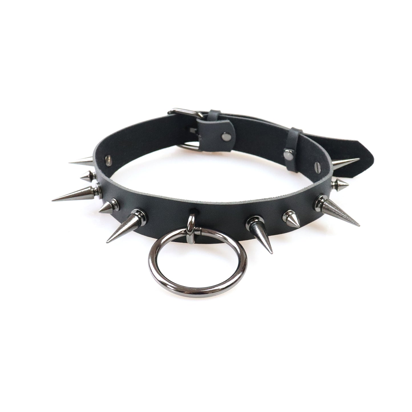 Leather spiked choker