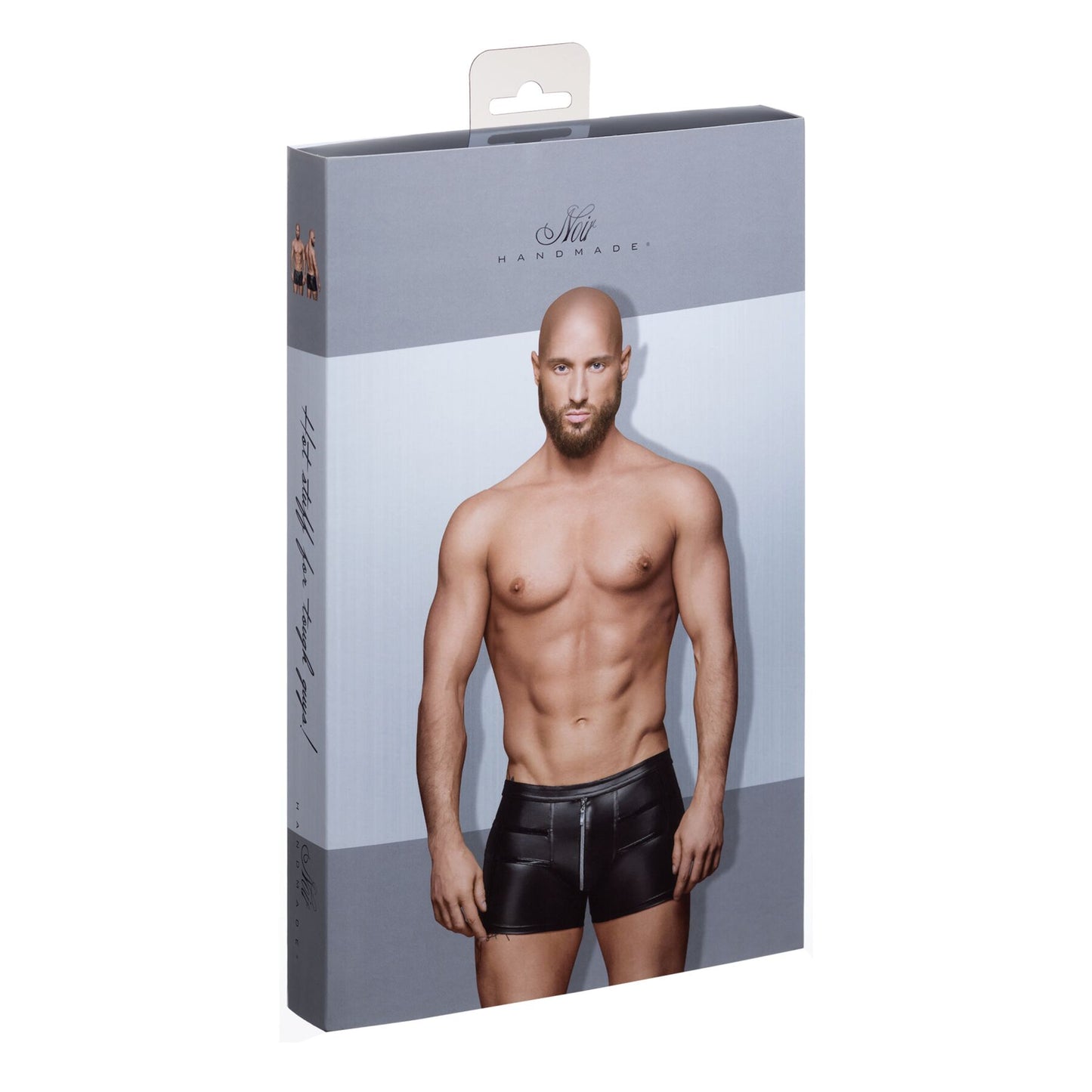 Noir Handmade H006 Men Shorts – Wet-Look Seduction in Every Detail Size 3XL