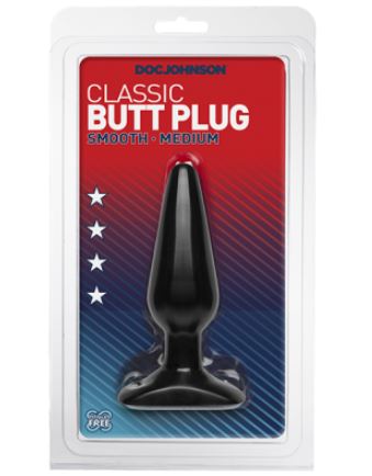 Anal plug Doc Johnson Smooth Classic Medium – Black, max diameter 3.8 cm