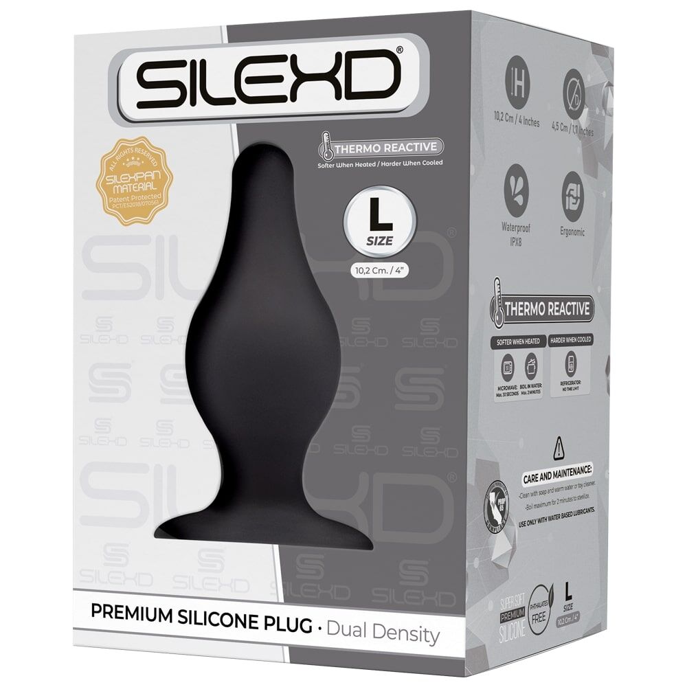 SilexD Anal Plug (Model 2 Size L), Dual-Layer Silicone + Silexpan, Diameter 4.5 cm