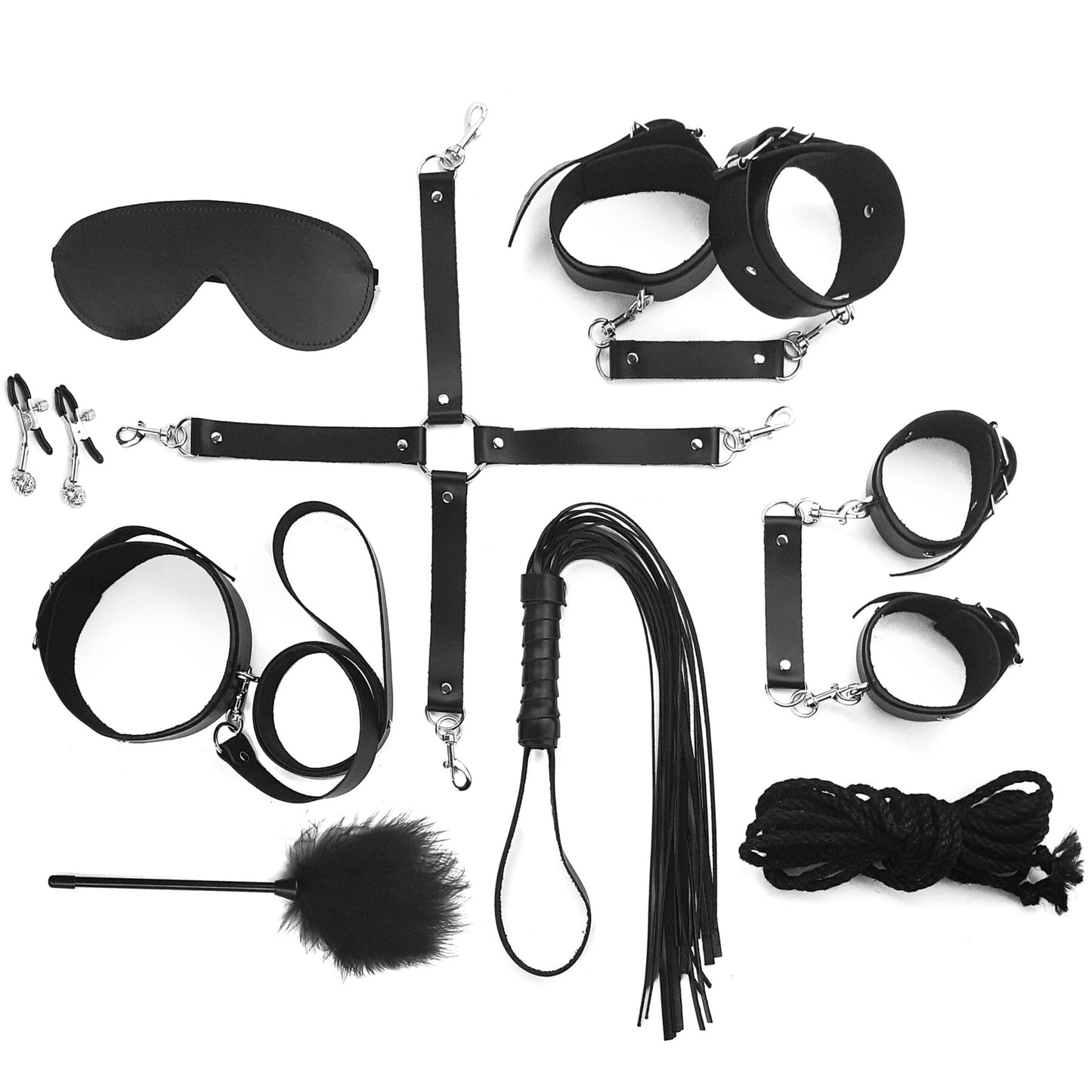 bdsm leather bondage kit set