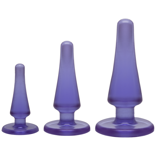 Doc Johnson Crystal Jellies Anal Plug Set – Purple, max diameters 2 cm – 3 cm – 4 cm