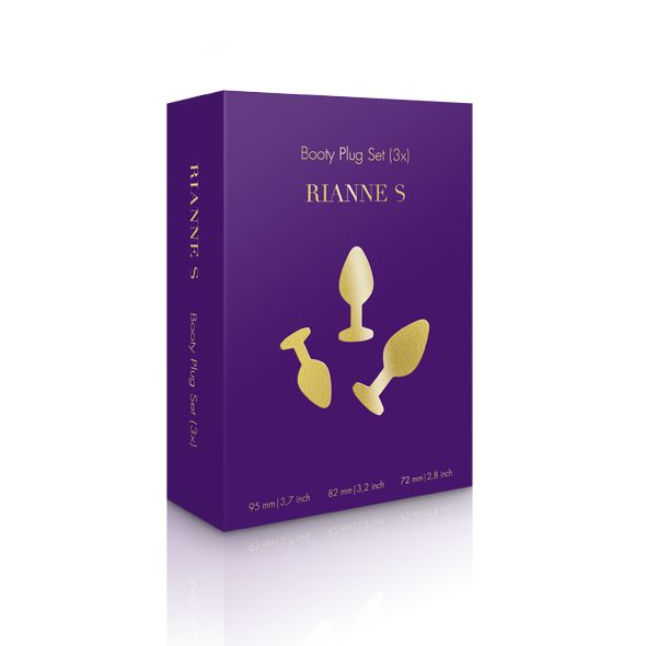 Rianne S Booty Plug Set Purple – Metal Anal Plug Set with Crystal, diameters 2.7 cm, 3.5 cm, 4.1 cm