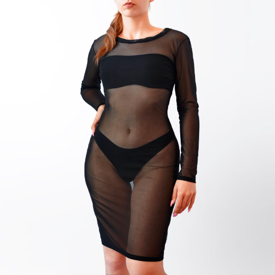 See through dress, transparent mesh dress