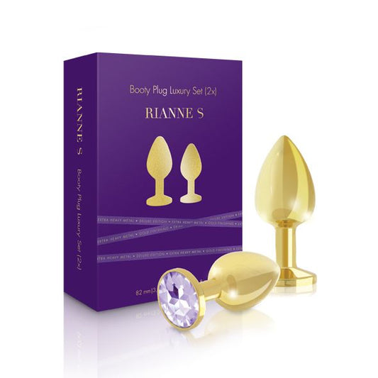RIANNE S Booty Plug Luxury Set – Metal Anal Plug Set with Crystal, diameters 3 cm and 3.5 cm