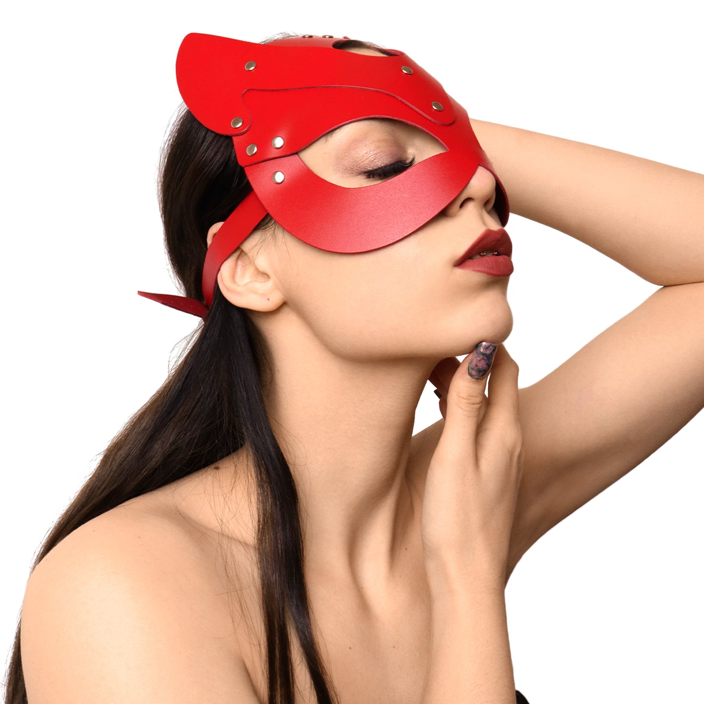 fetish bdsm cat mask kitty red