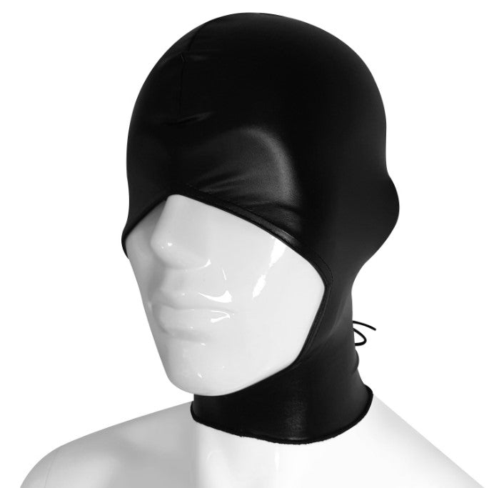 Open mouth and nose pvc bondage hood