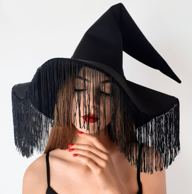 Halloween witch hat with fringe