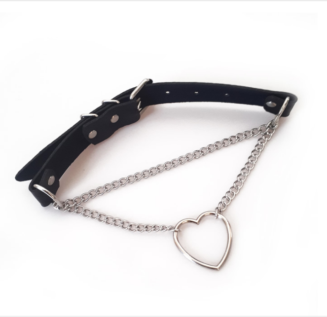 bdsm heart chain choker collar