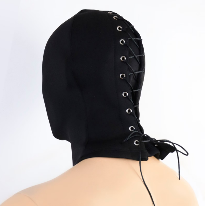 BDSM closed fabric bondage hood