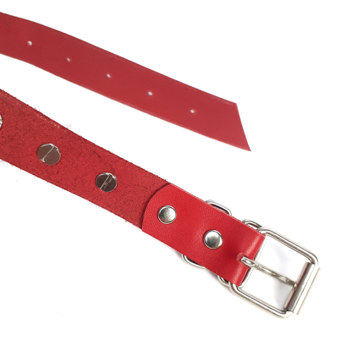 bdsm leather gothic spiked collar choker red