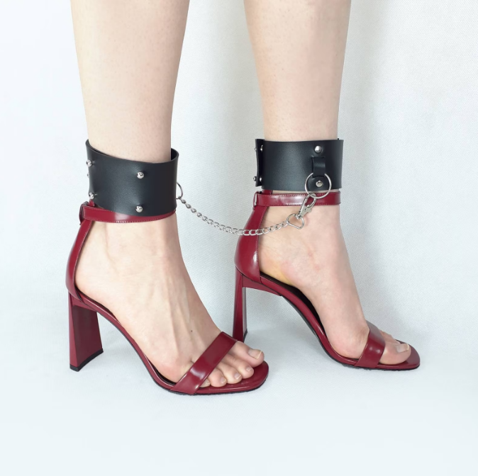 bdsm leather bondage legs cuffs