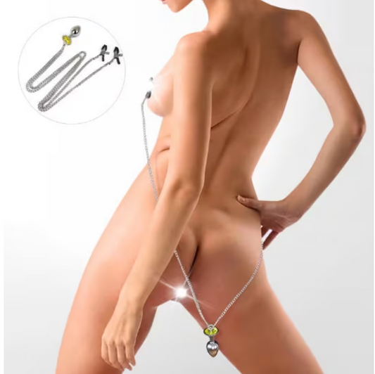 Butt plug with nipple clamps