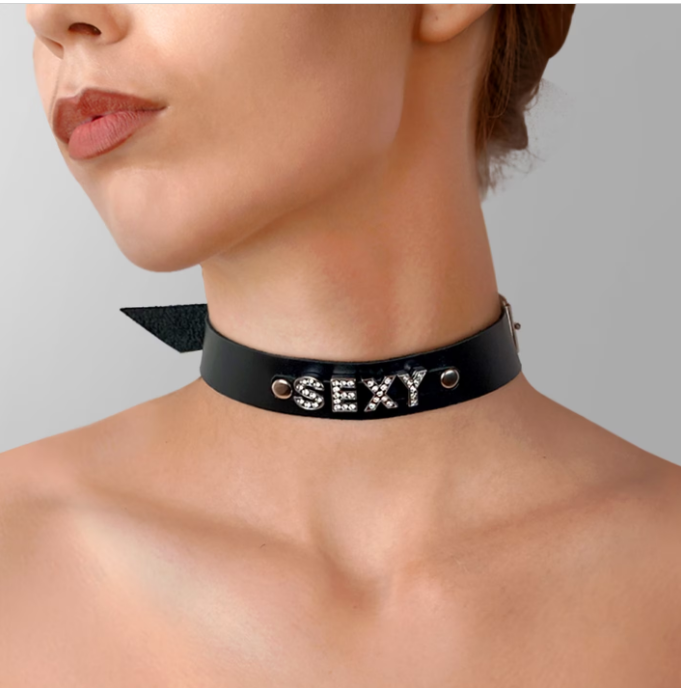 Personalized leather bdsm chocker collar