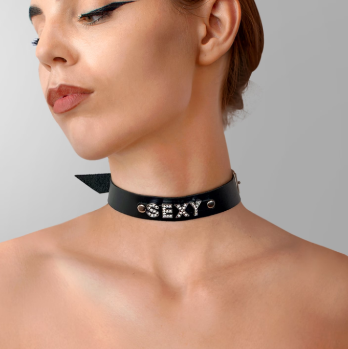 Personalized leather bdsm chocker collar