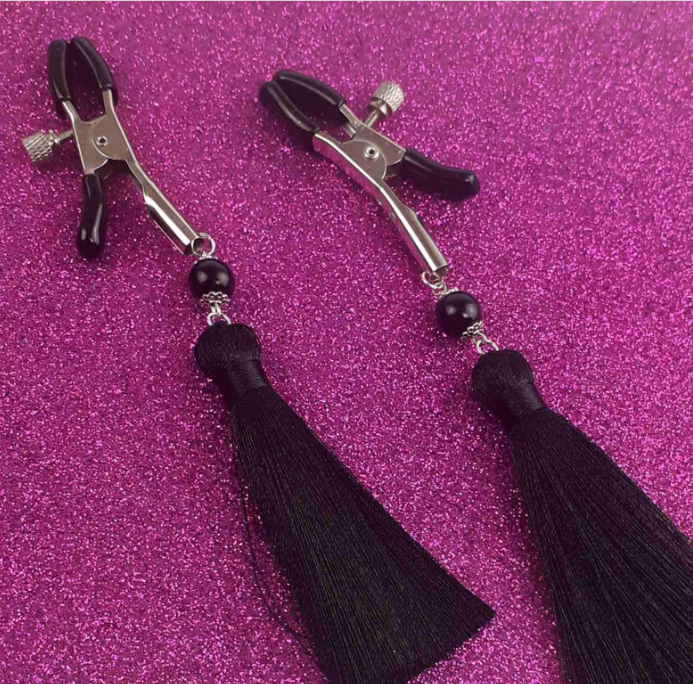 Nipple clamps Black tassels