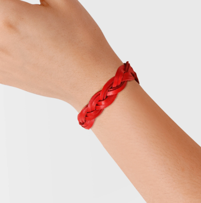 Braided leather bracelet