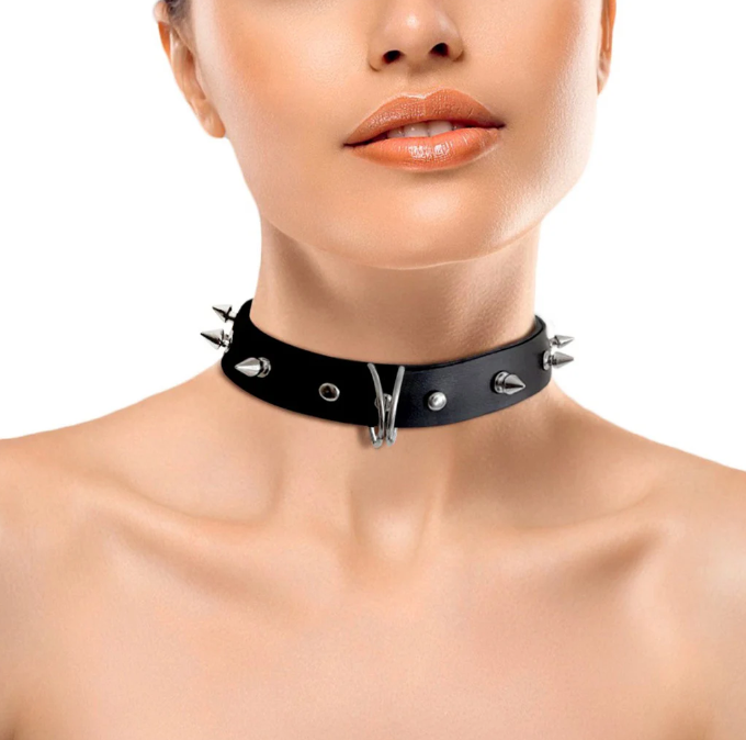 bdsm bondage collar with spikes