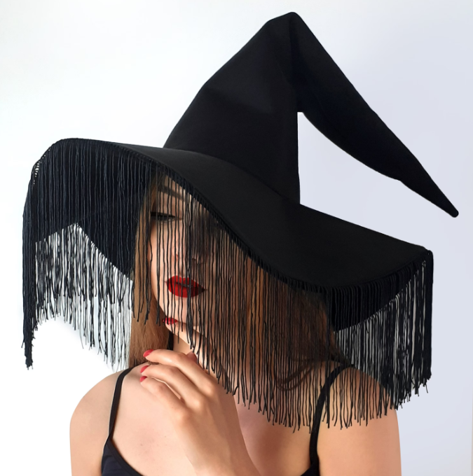 Halloween witch hat with fringe