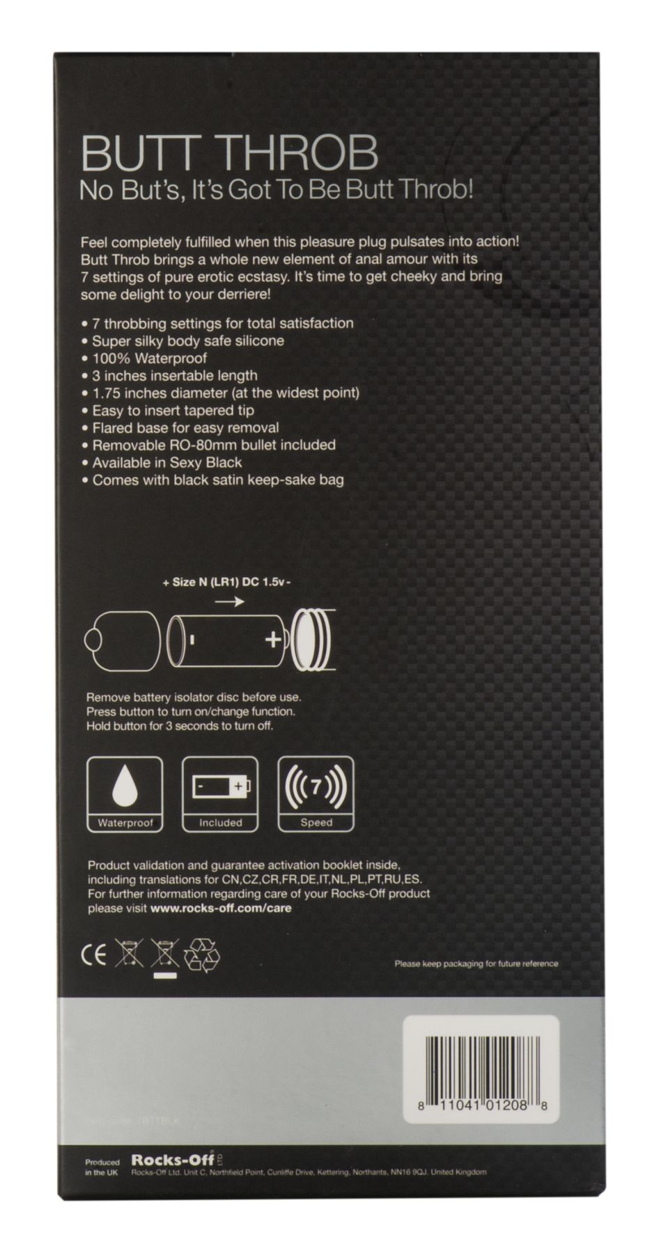 Rocks Off Butt Throb Vibrating Anal Plug – Black