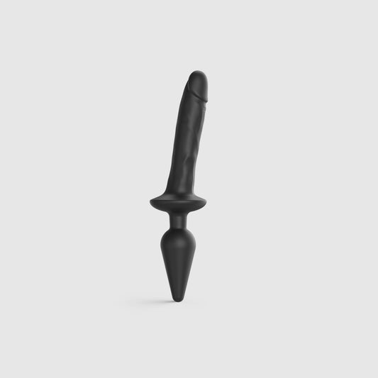 Strap-On-Me SWITCH Plug-In Realistic Dildo 2-in-1 Anal Plug, Black, Size L, 4.5 / 3.4 cm diameter