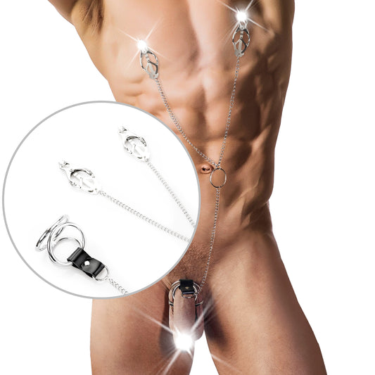 Extreme Nipple Clamps with Erotic Chain & Multi-Use Metal Rings – Intense & Unforgettable