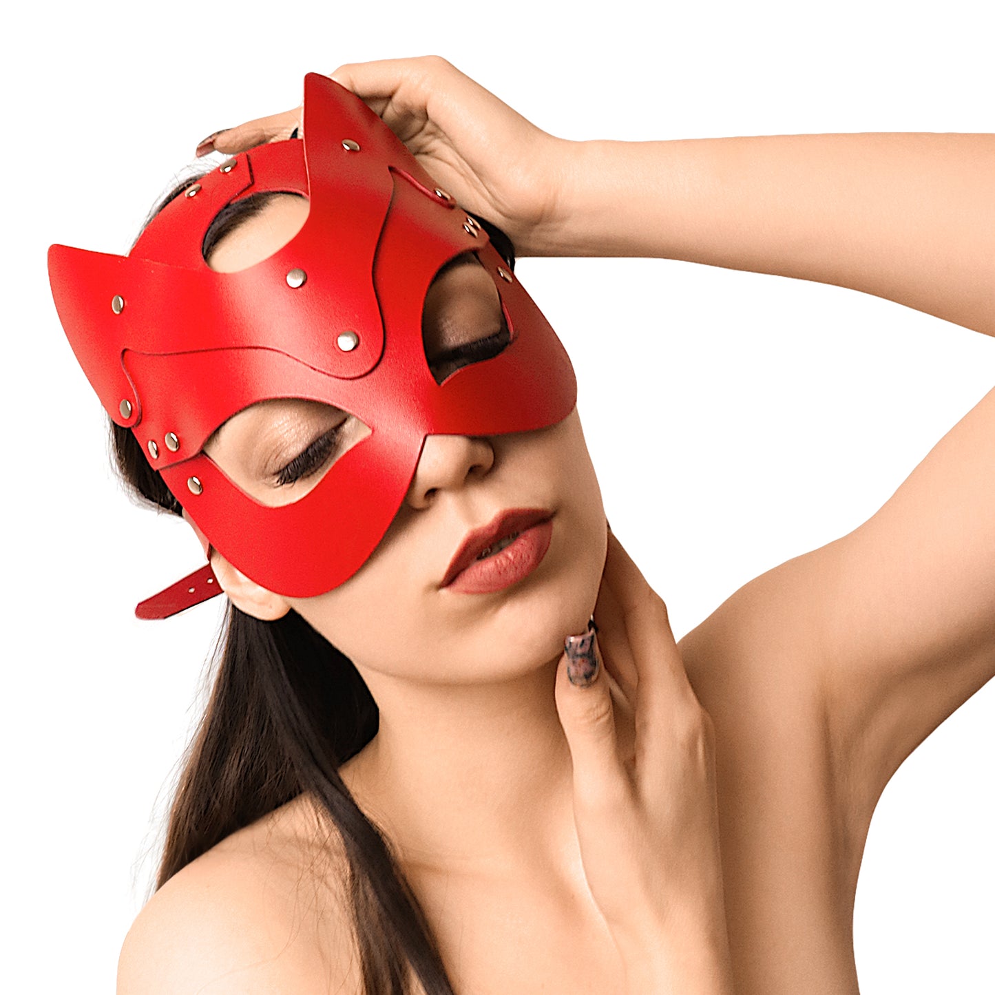 fetish bdsm cat mask kitty red