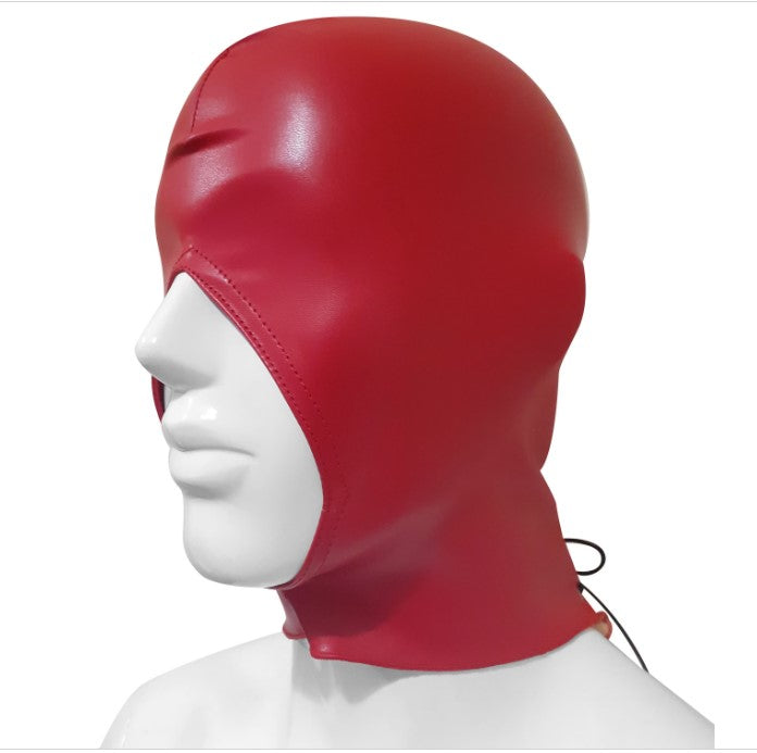 Open mouth and nose pvc bondage hood