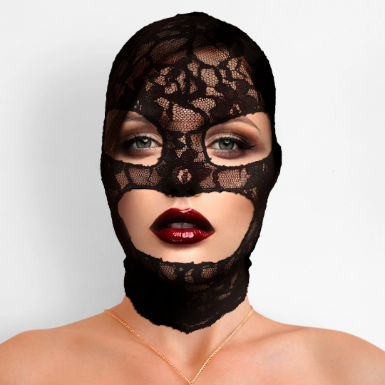 Open eyes and mouth mesh bondage bdsm hood