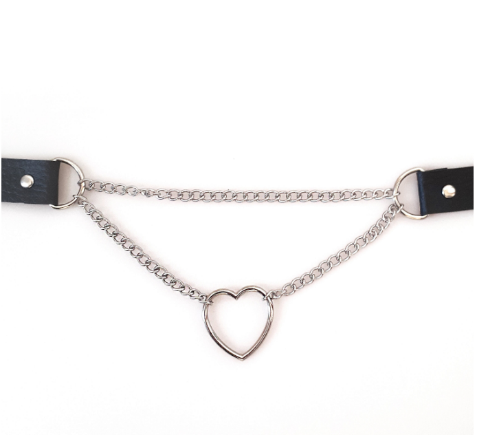 bdsm heart chain choker collar