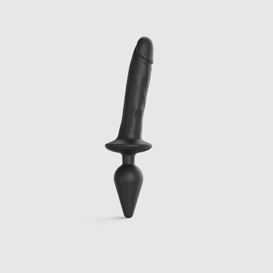 Strap-On-Me SWITCH Plug-In Realistic Dildo 2-in-1 Anal Plug Black XXL, 5.2 / 3.9 cm diameter