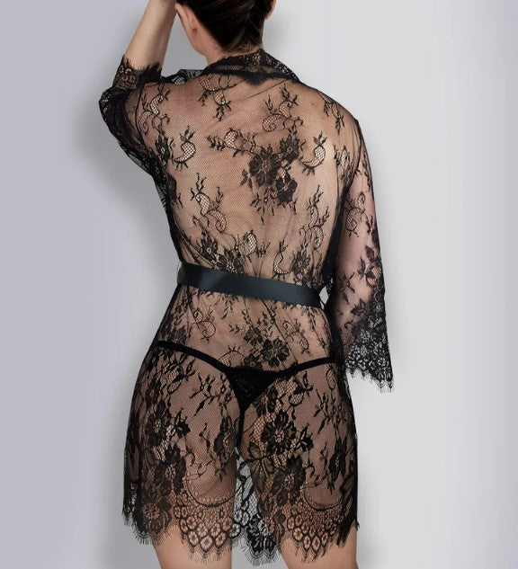 Sexy lace see thought robe erotic lingerie